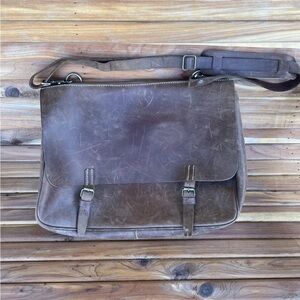 J.CREW Crossbody Brown rustic burnished Leather messanger satchel Briefcase Bag
